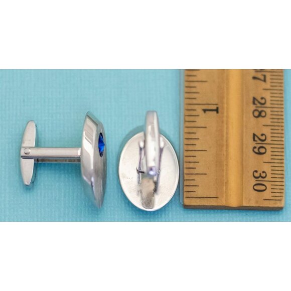 Vintage Oval Edwardian Blue Gem Cuff Links by Sarah Coventry - E7 - Picture 2 of 2